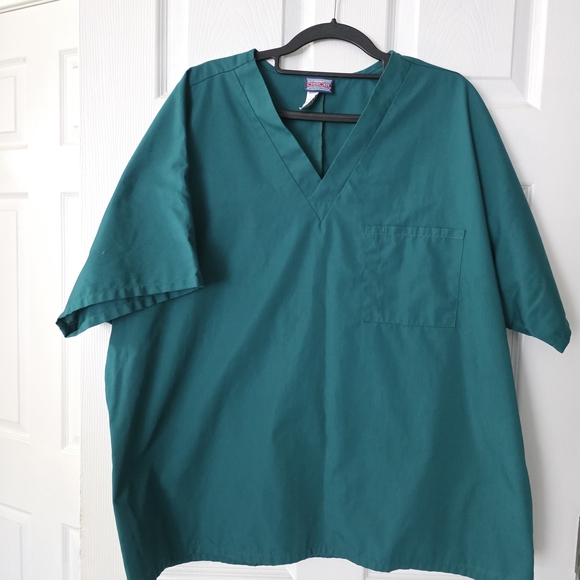 Teal V-Neck Short Sleeve Scrub Top - Picture 1 of 3
